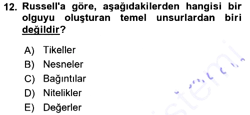 Epistemoloji 2015-2016 Dönem Sonu Sınavı - 12. soru