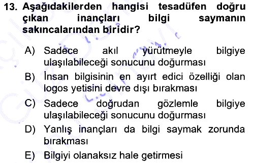Epistemoloji 2015-2016 Dönem Sonu Sınavı - 13. soru