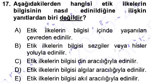 Epistemoloji 2015-2016 Dönem Sonu Sınavı - 17. soru
