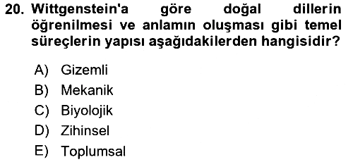 Epistemoloji 2015-2016 Dönem Sonu Sınavı - 20. soru