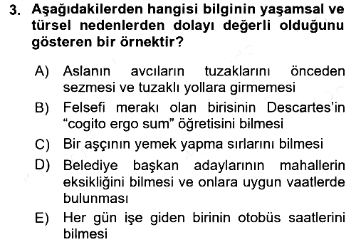 Epistemoloji 2017-2018 Dönem Sonu Sınavı - 3. soru