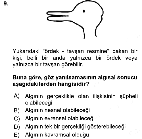Epistemoloji 2017-2018 Dönem Sonu Sınavı - 9. soru