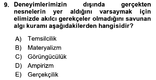 Epistemoloji 2018-2019 Dönem Sonu Sınavı - 9. soru