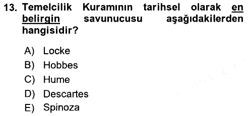 Epistemoloji 2018-2019 Dönem Sonu Sınavı - 13. soru