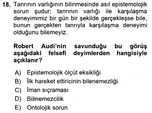 Epistemoloji 2018-2019 Dönem Sonu Sınavı - 18. soru