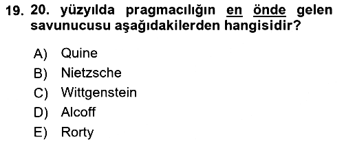 Epistemoloji 2018-2019 Dönem Sonu Sınavı - 19. soru