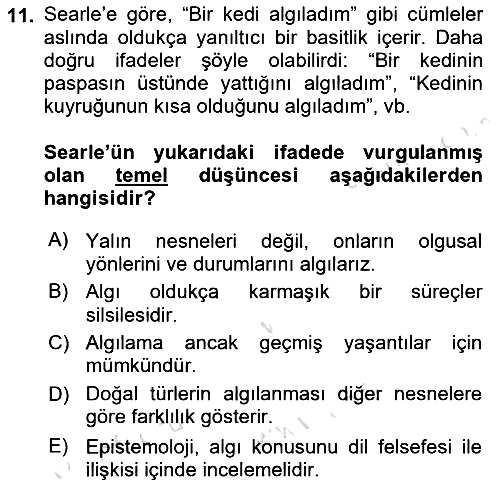 Epistemoloji 2021-2022 Dönem Sonu Sınavı - 11. soru