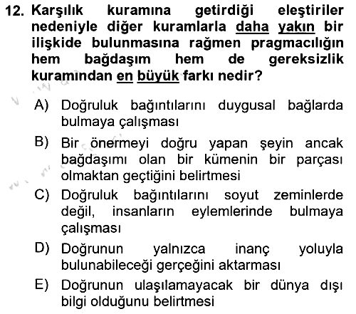 Epistemoloji 2021-2022 Dönem Sonu Sınavı - 12. soru