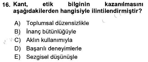 Epistemoloji 2021-2022 Dönem Sonu Sınavı - 16. soru