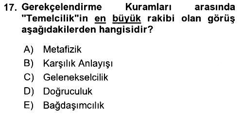 Epistemoloji 2021-2022 Dönem Sonu Sınavı - 17. soru