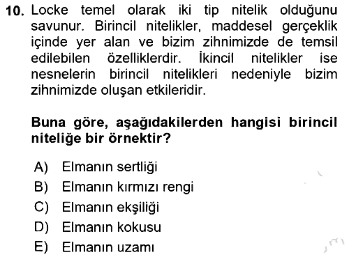Epistemoloji 2022-2023 Dönem Sonu Sınavı - 10. soru