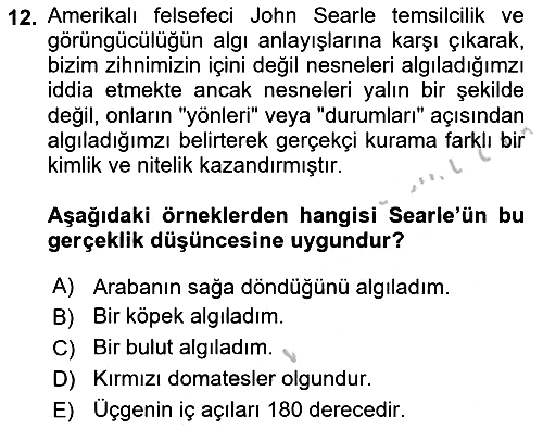 Epistemoloji 2018-2019 Yaz Okulu Sınavı - 12. soru