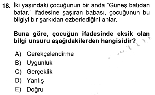 Epistemoloji 2018-2019 Yaz Okulu Sınavı - 18. soru