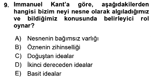 Epistemoloji 2021-2022 Yaz Okulu Sınavı - 9. soru