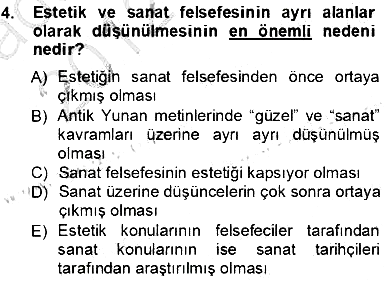 Estetik ve Sanat Felsefesi 2012-2013 Ara Sınav - 4. soru