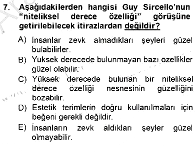 Estetik ve Sanat Felsefesi 2012-2013 Ara Sınav - 7. soru