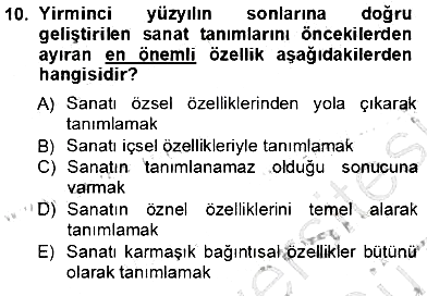 Estetik ve Sanat Felsefesi 2012-2013 Ara Sınav - 10. soru