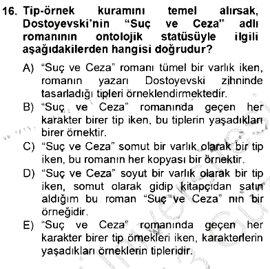 Estetik ve Sanat Felsefesi 2012-2013 Ara Sınav - 16. soru