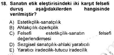 Estetik ve Sanat Felsefesi 2012-2013 Ara Sınav - 18. soru