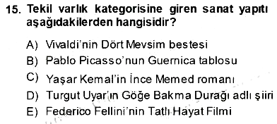 Estetik ve Sanat Felsefesi 2013-2014 Ara Sınav - 15. soru