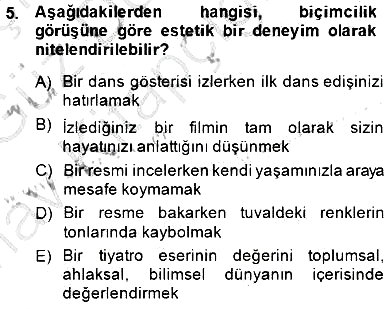 Estetik ve Sanat Felsefesi 2014-2015 Ara Sınav - 5. soru
