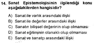 Estetik ve Sanat Felsefesi 2014-2015 Ara Sınav - 14. soru