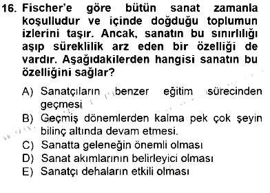 Estetik ve Sanat Felsefesi 2012-2013 Dönem Sonu Sınavı - 16. soru