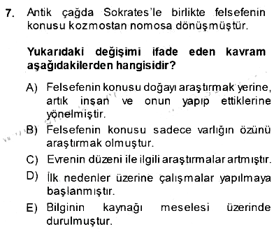 Estetik ve Sanat Felsefesi 2013-2014 Dönem Sonu Sınavı - 7. soru