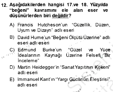 Estetik ve Sanat Felsefesi 2013-2014 Dönem Sonu Sınavı - 12. soru