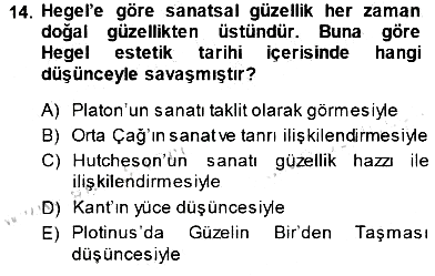 Estetik ve Sanat Felsefesi 2013-2014 Dönem Sonu Sınavı - 14. soru