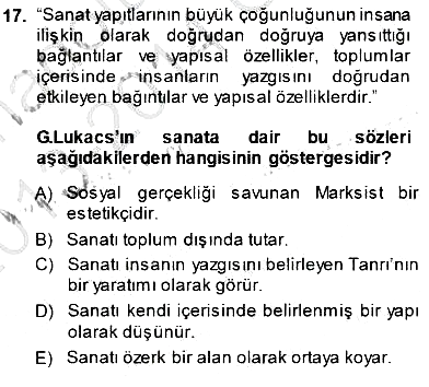 Estetik ve Sanat Felsefesi 2013-2014 Dönem Sonu Sınavı - 17. soru