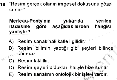 Estetik ve Sanat Felsefesi 2013-2014 Dönem Sonu Sınavı - 18. soru