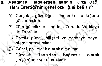 Estetik ve Sanat Felsefesi 2014-2015 Dönem Sonu Sınavı - 5. soru