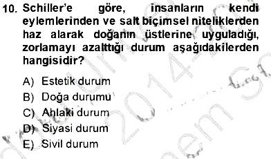Estetik ve Sanat Felsefesi 2014-2015 Dönem Sonu Sınavı - 10. soru