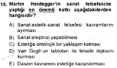 Estetik ve Sanat Felsefesi 2014-2015 Dönem Sonu Sınavı - 15. soru