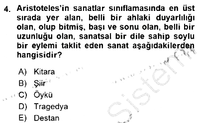 Estetik ve Sanat Felsefesi 2015-2016 Dönem Sonu Sınavı - 4. soru