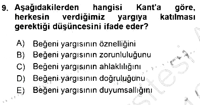 Estetik ve Sanat Felsefesi 2015-2016 Dönem Sonu Sınavı - 9. soru