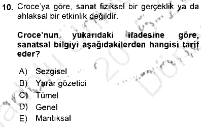 Estetik ve Sanat Felsefesi 2015-2016 Dönem Sonu Sınavı - 10. soru