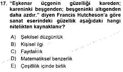 Estetik ve Sanat Felsefesi 2015-2016 Dönem Sonu Sınavı - 17. soru