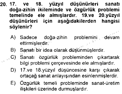 Estetik ve Sanat Felsefesi 2015-2016 Dönem Sonu Sınavı - 20. soru