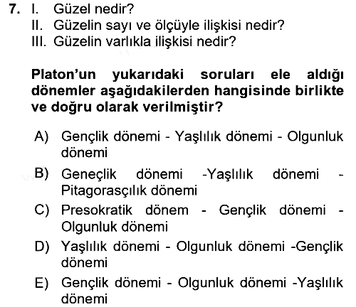 Estetik ve Sanat Felsefesi 2016-2017 Dönem Sonu Sınavı - 7. soru