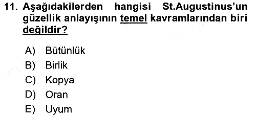 Estetik ve Sanat Felsefesi 2016-2017 Dönem Sonu Sınavı - 11. soru