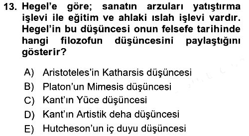 Estetik ve Sanat Felsefesi 2016-2017 Dönem Sonu Sınavı - 13. soru