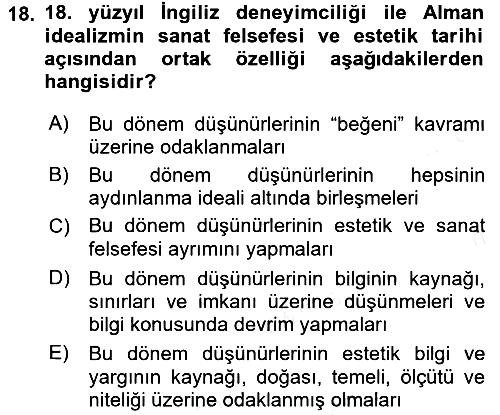 Estetik ve Sanat Felsefesi 2016-2017 Dönem Sonu Sınavı - 18. soru
