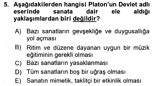 Estetik ve Sanat Felsefesi 2017-2018 Dönem Sonu Sınavı - 5. soru