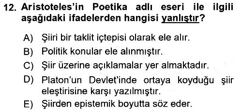 Estetik ve Sanat Felsefesi 2017-2018 Dönem Sonu Sınavı - 12. soru