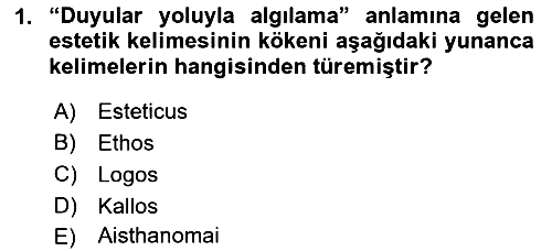 Estetik ve Sanat Felsefesi 2018-2019 Dönem Sonu Sınavı - 1. soru