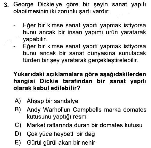 Estetik ve Sanat Felsefesi 2018-2019 Dönem Sonu Sınavı - 3. soru