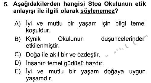 Etik 2016-2017 3 Ders Sınavı - 5. soru