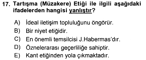 Etik 2015-2016 Dönem Sonu Sınavı - 17. soru